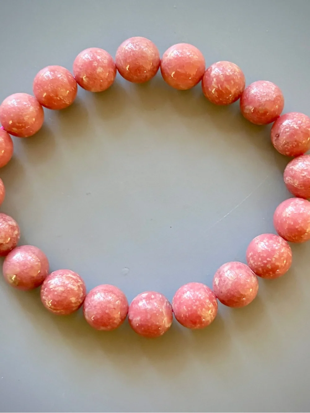 Natural Pink Rhodonite Handcrafted Bead Bracelet